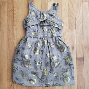 Juicy Couture Girls Dress Party 10 8 M Taupe Gold Floral Party Dressy